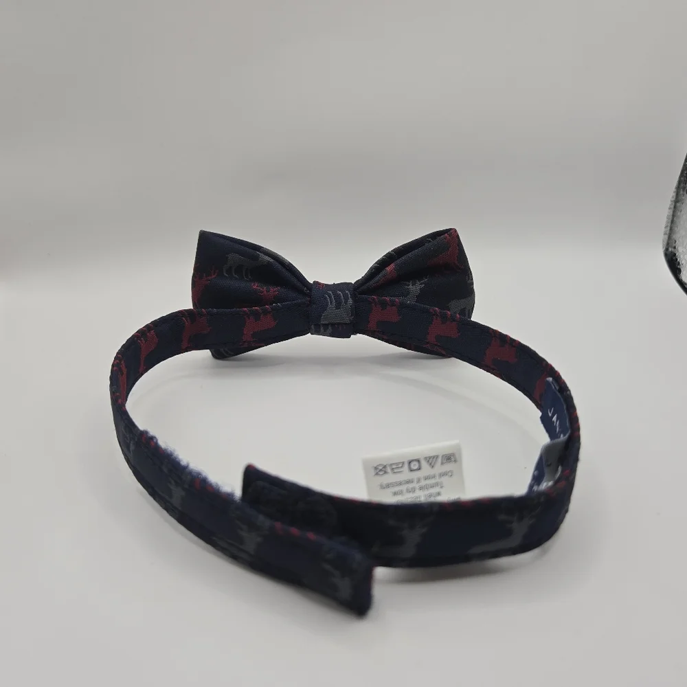 Janie & Jack Toddler Navy Blue Bow Tie with Red and Gray Reindeer